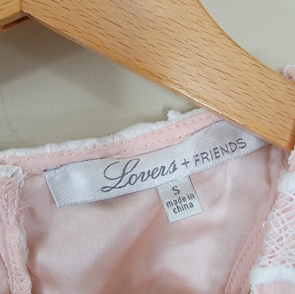 NWT Lovers + Friends | White & Pale Pink Lace Overlay Tank Dress Size Small - Picture 4 of 6